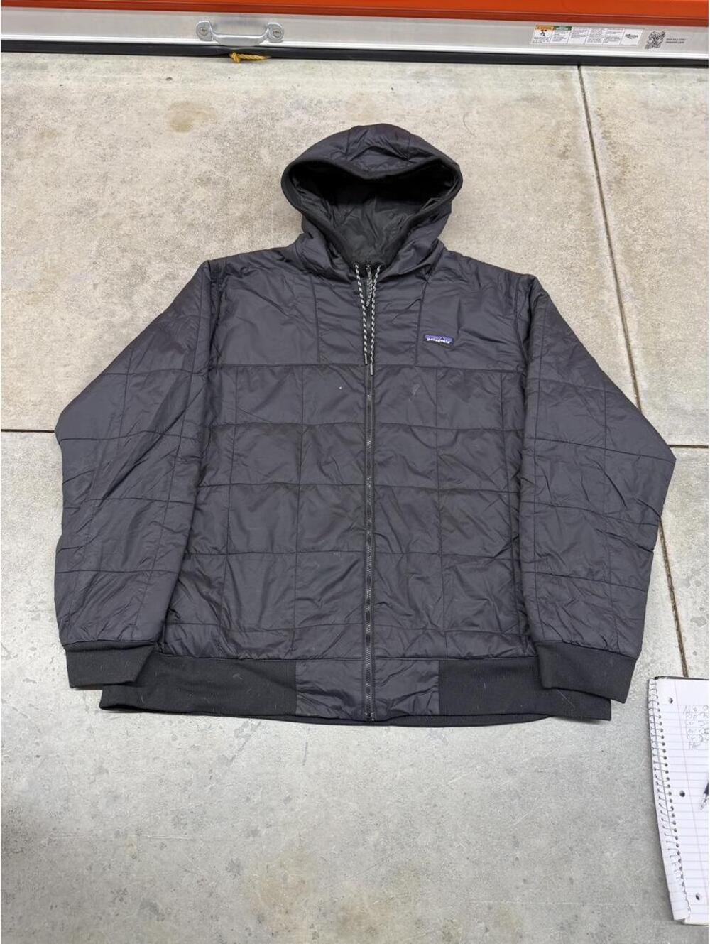 vintage patagonia box quilted puffer hoody jacket size xxl HAS HOLE